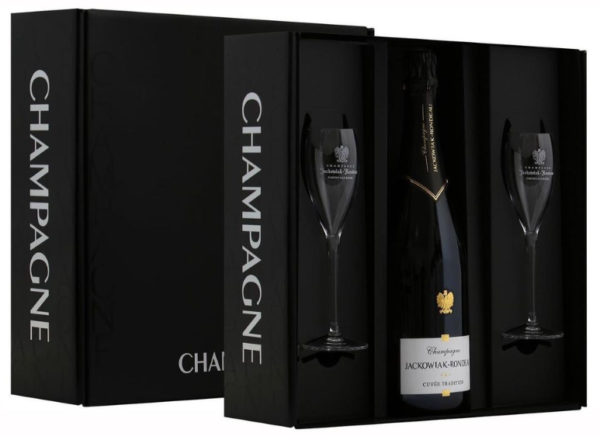 Champagne Jackowiak Cuvée Tradition Brut GIFTBOX z 2 kieliszkami