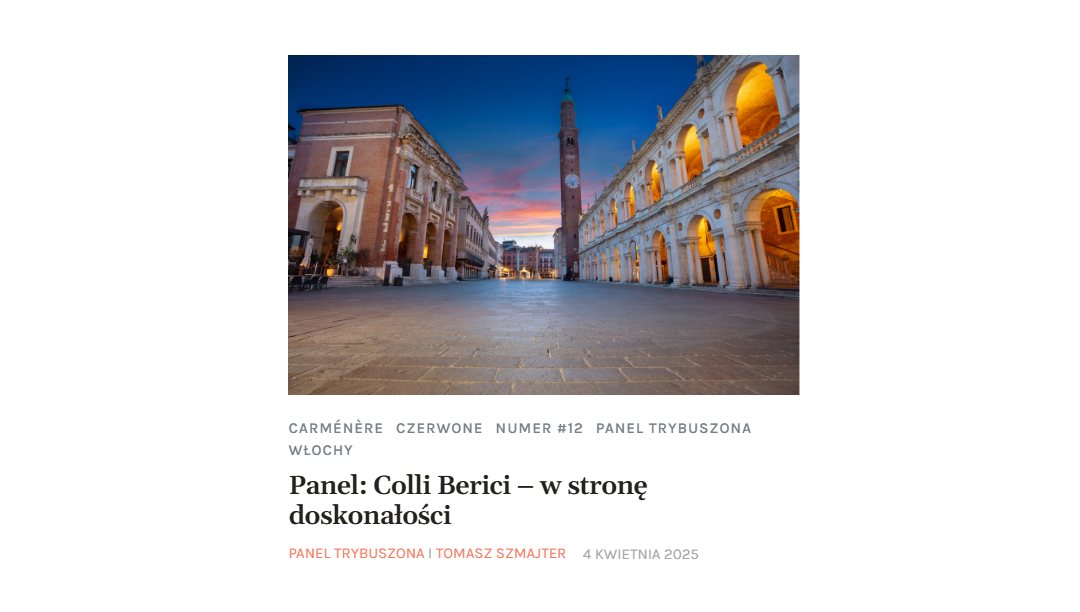 Gambellara Monopolio Colli Berici Rosso ocenione przez magazyn Trybuszon