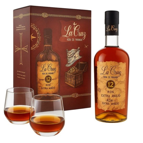 Rum La Cruz 12 YO 40% 0,7l + 2 szklanki w kartoniku
