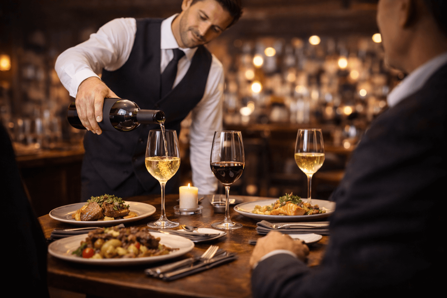 Serwowanie wina w restauracji