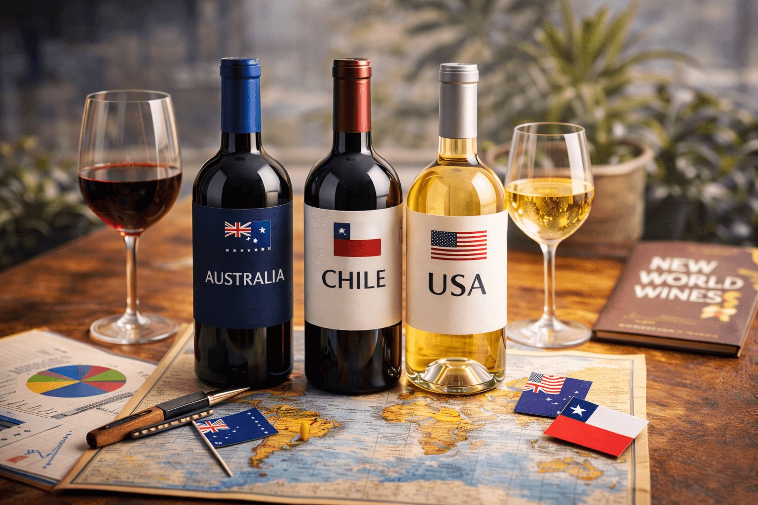 Butelki win z nowego świata